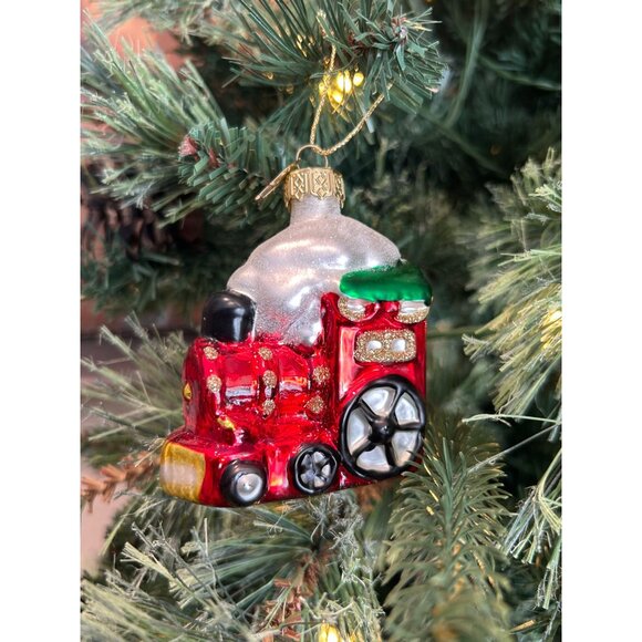 Thomas Pacconi Glass Train Christmas Ornament With Glitter Accents - Picture 2 of 3